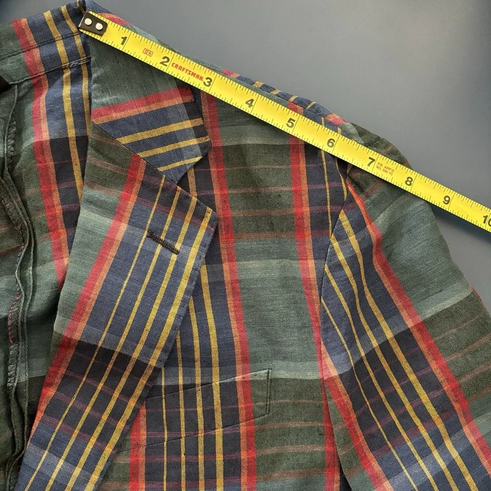J Crew Ludlow Unstructured Madras Plaid Blazer 36 Slim‎ Linen Preppy Italian Ivy